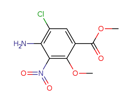 Molecular Structure of 457947-61-4 (Benzoic acid, 4-amino-5-chloro-2-methoxy-3-nitro-, methyl ester)