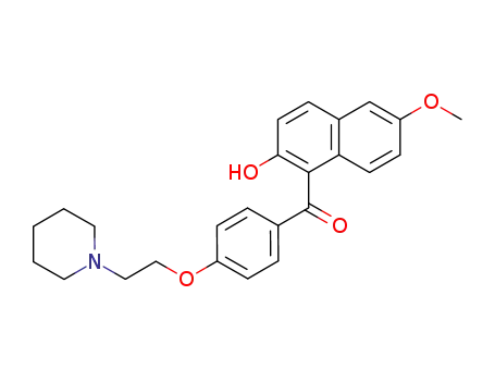 Molecular Structure of 649724-98-1 (Methanone,
(2-hydroxy-6-methoxy-1-naphthalenyl)[4-[2-(1-piperidinyl)ethoxy]phenyl]-)