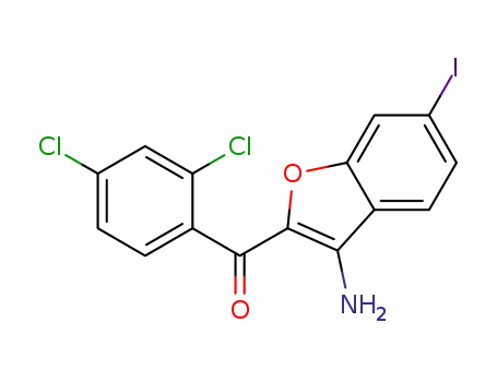 Molecular Structure of 594813-23-7 (Methanone, (3-amino-6-iodo-2-benzofuranyl)(2,4-dichlorophenyl)-)