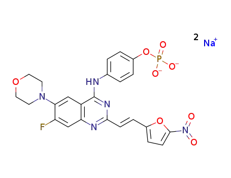 phosphonic acid mono-(E)-(4-{7-fluoro-6-morpholin-4-yl-2-[2-(5-nitrofuran-2-yl)vinyl]quinazolin-4-ylamino}phenyl) ester disodium salt