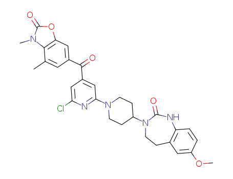 3-[6'-chloro-4'-(3,4-dimethyl-2-oxo-2,3-dihydro-benzoxazole-6-carbonyl)-3,4,5,6-tetrahydro-2H-[1,2']bipyridinyl-4-yl]-7-methoxy-1,3,4,5-tetrahydro-benzo[d][1,3]diazepin-2-one