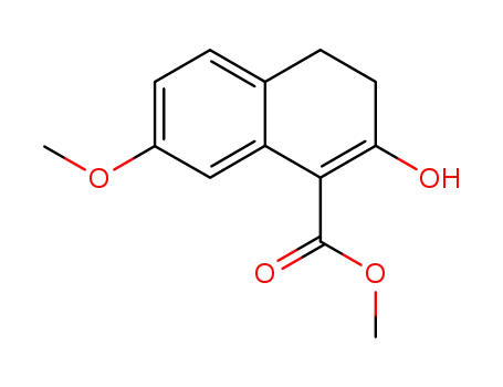Molecular Structure of 63491-51-0 (1-Naphthalenecarboxylic acid, 3,4-dihydro-2-hydroxy-7-methoxy-,
methyl ester)