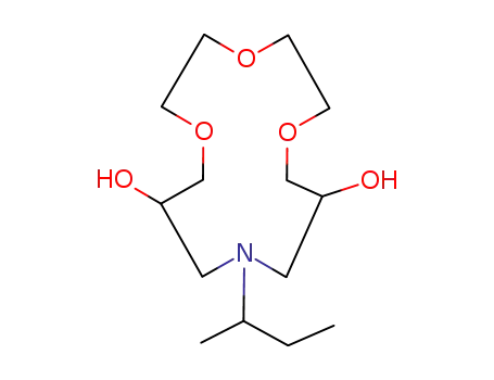 Molecular Structure of 90655-84-8 (1,4,7-Trioxa-11-azacyclotetradecane-9,13-diol, 11-(1-methylpropyl)-)