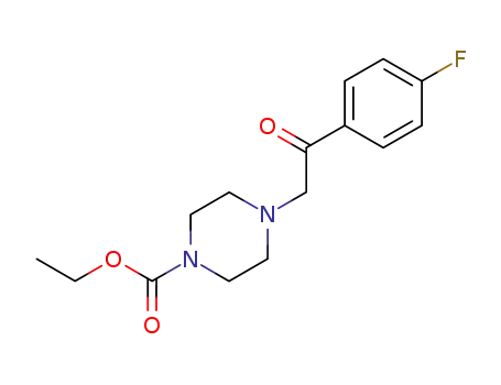 Molecular Structure of 89011-45-0 (1-Piperazinecarboxylic acid, 4-[2-(4-fluorophenyl)-2-oxoethyl]-, ethyl
ester)