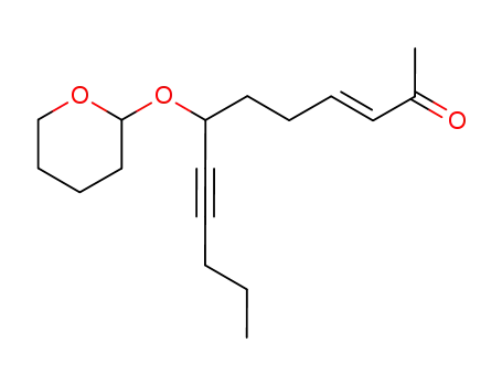 Molecular Structure of 139338-89-9 (3-Dodecen-8-yn-2-one, 7-[(tetrahydro-2H-pyran-2-yl)oxy]-)