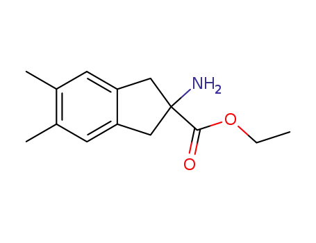 Molecular Structure of 141104-66-7 (1H-Indene-2-carboxylic acid, 2-amino-2,3-dihydro-5,6-dimethyl-, ethyl
ester)
