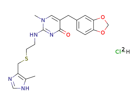 2-<2-(5-methyl-4-imidazolylmethylthio)ethylamino>-1-methyl-5-(3,4-methylenedioxybenzyl)-4-pyrimidone dihydrochloride