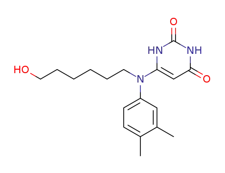 Molecular Structure of 189748-85-4 (2,4(1H,3H)-Pyrimidinedione,
6-[(3,4-dimethylphenyl)(6-hydroxyhexyl)amino]-)