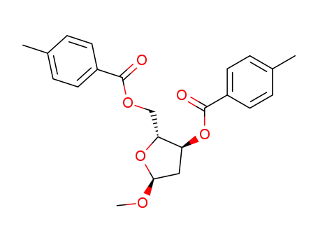 Molecular Structure of 78185-64-5 (Methyl 2-deoxy-3,5-di-O-p-toluoyl-α-D-ribo-furanoside)