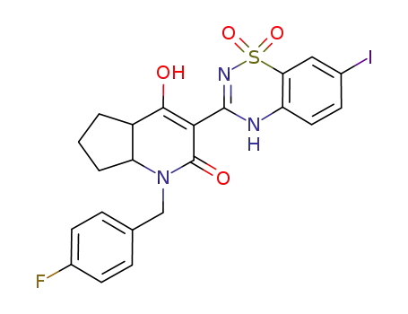 cis-1-(4-fluoro-benzyl)-4-hydroxy-3-(7-iodo-1,1-dioxo-1,4-dihydro-1λ6-benzo[1,2,4]thiadiazin-3-yl)-1,4a,5,6,7,7a-hexahydro-[1]pyrindin-2-one