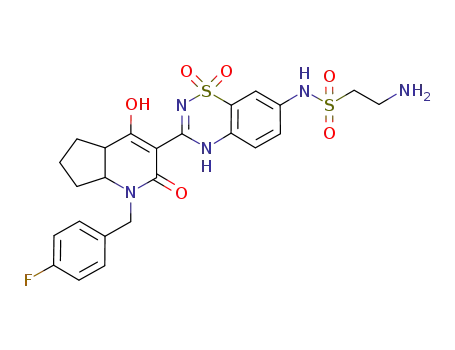 cis-2-amino-ethanesulfonic acid {3-[1-(4-fluoro-benzyl)-4-hydroxy-2-oxo-2,4a,5,6,7,7a-hexahydro-1H-[1]pyrindin-3-yl]-1,1-dioxo-1,4-dihydro-1λ6-benzo[1,2,4]thiadiazin-7-yl}-amide