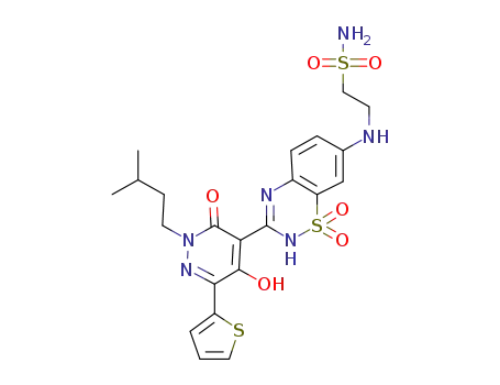 2-(3-[5-hydroxy-2-(3-methyl-butyl)-3-oxo-6-thiophen-2-yl-2,3-dihydro-pyridazin-4-yl]-1,1-dioxo-1,2-dihydro-1λ6-benzo[e][1,2,4]thiadiazin-7-ylamino)-ethanesulfonic acid amide