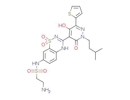 2-amino-ethanesulfonic acid {3-[5-hydroxy-2-(3-methyl-butyl)-3-oxo-6-thiophen-2-yl-2,3-dihydro-pyridazin-4-yl]-1,1-dioxo-1,4-dihydro-1λ6-benzo[e][1,2,4]thiadiazin-7-yl}amide