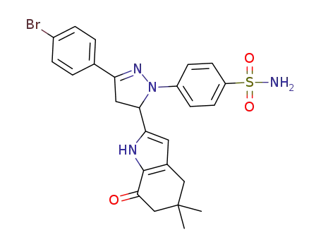 4-(3-(4-bromophenyl)-5-(6,6-dimethyl-4-oxo-4,5,6,7-tetrahydro-1H-indol-2-yl)-4,5-dihydro-1H-pyrazol-1-yl)benzenesulfonamide