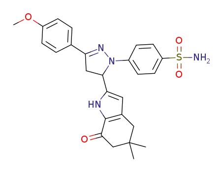 4-(5-(6,6-dimethyl-4-oxo-4,5,6,7-tetrahydro-1H-indol-2-yl)-3-(4-methoxyphenyl)-4,5-dihydro-1H-pyrazol-1-yl)benzenesulfonamide