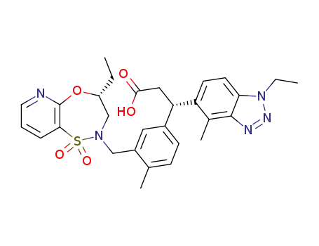 (S)-3-(3-(((R)-4-ethyl-1,1-dioxido-3,4-dihydro-2H-pyrido[2,3-b][1,4,5]oxathiazepin-2-yl)methyl)-4-methylphenyl)-3-(1-ethyl-4-methyl-1H-benzo[d][1,2,3]triazol-5-yl)propanoic acid