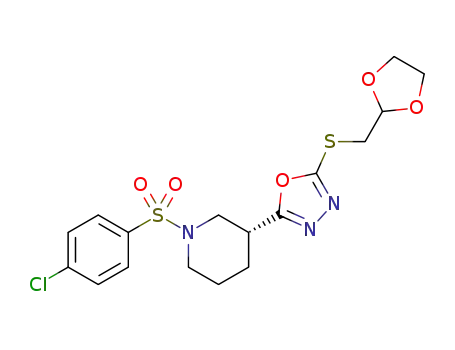 5-[1-[(4-chlorophenyl)sulfonyl]-3-piperidinyl]-1,3,4-oxadiazole-2-yl 1,3-dioxolan-2-ylmethyl sulfide