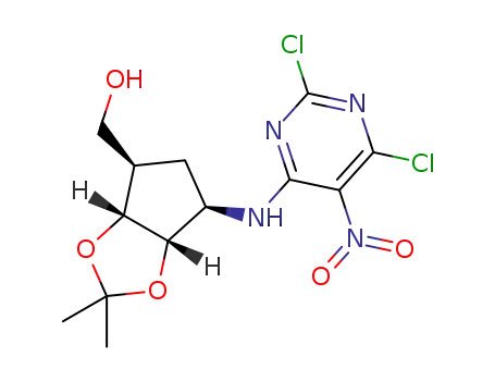 ((3aR,4R,6R,6aS)-6-((2,6-dichloro-5-nitropyrimidin-4-yl)amino)-2,2-dimethyltetrahydro-4H-cyclopenta[d][1,3]dioxol-4-yl)methanol