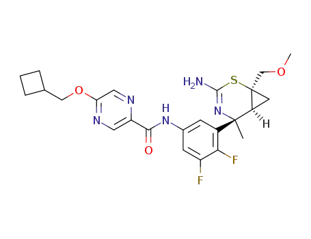 N-(3-((1S,5S,6S)-3-amino-1-(methoxymethyl)-5-methyl-2-thia-4-azabicyclo[4.1.0]hept-3-en-5-yl)-4,5-difluorophenyl)-5-(cyclobutylmethoxy)pyrazine-2-carboxamide