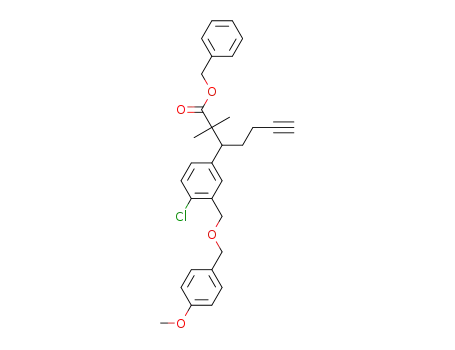 benzyl 3-(4-chloro-3-(((4-methoxybenzyl)oxy)methyl)phenyl)-2,2-dimethylhept-6-ynoate