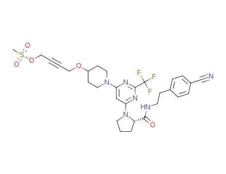 (S)-4-((1-(6-(2-((4-cyanophenethyl)carbamoyl)pyrrolidin-1-yl)-2-(trifluoromethyl)pyrimidin-4-yl)piperidin-4-yl)oxy)but-2-yn-1-yl methanesulfonate