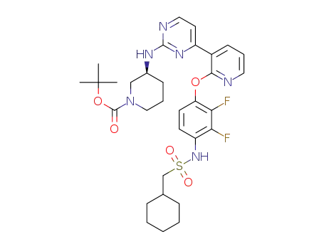 tert-butyl (3S)-3-((4-(2-(4-(cyclohexylmethylsulfonylamino)-2,3-difluoro-phenoxy)-3-pyridyl)pyrimidin-2-yl)amino)piperidine-1-carboxylate
