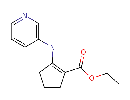 Molecular Structure of 61319-84-4 (1-Cyclopentene-1-carboxylic acid, 2-(3-pyridinylamino)-, ethyl ester)