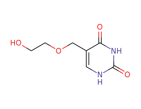 Molecular Structure of 88459-62-5 (2,4(1H,3H)-Pyrimidinedione, 5-[(2-hydroxyethoxy)methyl]-)