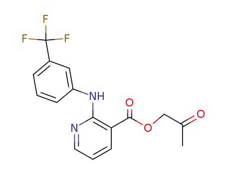 Molecular Structure of 137138-26-2 (3-Pyridinecarboxylic acid, 2-[[3-(trifluoromethyl)phenyl]amino]-,
2-oxopropyl ester)