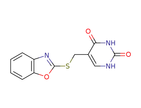 Molecular Structure of 84345-71-1 (2,4(1H,3H)-Pyrimidinedione, 5-[(2-benzoxazolylthio)methyl]-)