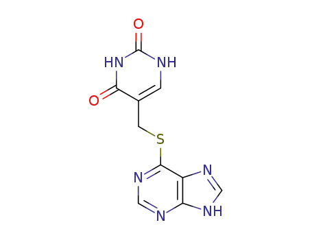 Molecular Structure of 84389-05-9 (2,4(1H,3H)-Pyrimidinedione, 5-[(1H-purin-6-ylthio)methyl]-)
