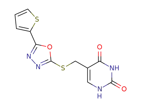2,4(1H,3H)-Pyrimidinedione,
5-[[[5-(2-thienyl)-1,3,4-oxadiazol-2-yl]thio]methyl]-