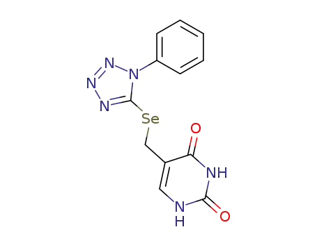 Molecular Structure of 84345-76-6 (2,4(1H,3H)-Pyrimidinedione,
5-[[(1-phenyl-1H-tetrazol-5-yl)seleno]methyl]-)