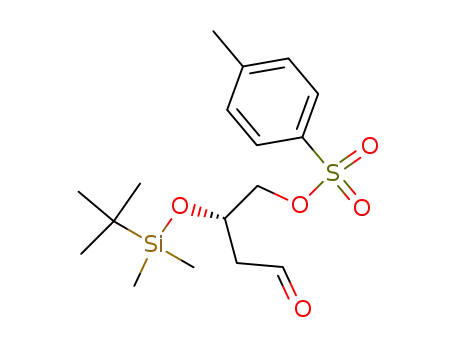 Molecular Structure of 169522-70-7 (Butanal,
3-[[(1,1-dimethylethyl)dimethylsilyl]oxy]-4-[[(4-methylphenyl)sulfonyl]oxy]-,
(3S)-)