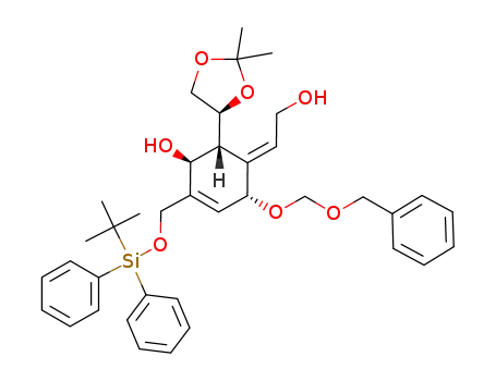 (1S,4R,6R)-4-Benzyloxymethoxy-2-(tert-butyl-diphenyl-silanyloxymethyl)-6-((S)-2,2-dimethyl-[1,3]dioxolan-4-yl)-5-[2-hydroxy-eth-(E)-ylidene]-cyclohex-2-enol