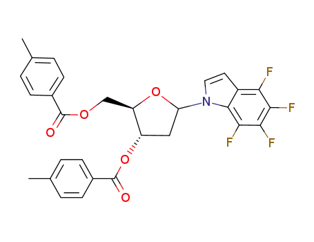1',2'-dideoxy-1'-(N-4,5,6,7-tetrafluoroindole)-3',5'-di-O-p-toluoyl-D-ribofuranose
