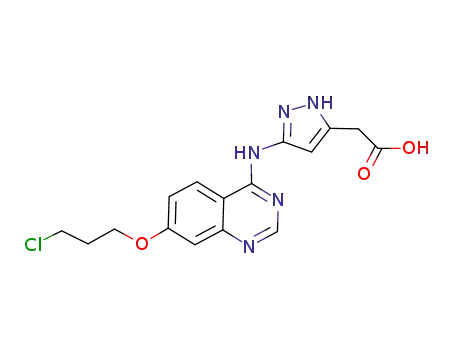 Molecular Structure of 557770-91-9 ([5-[7-(3-Chloropropoxy)quinazolin-4-ylamino]pyrazol-3-yl]acetic acid)