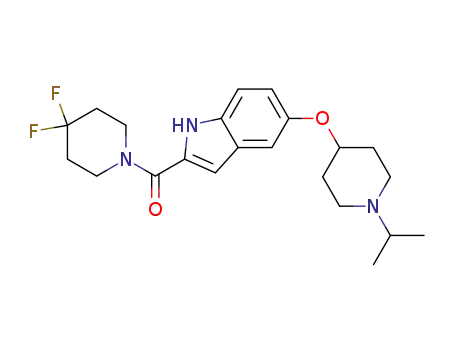 Molecular Structure of 872030-12-1 (Piperidine,
4,4-difluoro-1-[[5-[[1-(1-methylethyl)-4-piperidinyl]oxy]-1H-indol-2-yl]carb
onyl]-)
