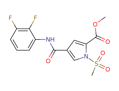 Molecular Structure of 845868-08-8 (1H-Pyrrole-2-carboxylic acid,
4-[[(2,3-difluorophenyl)amino]carbonyl]-1-(methylsulfonyl)-, methyl ester)