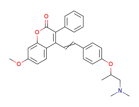 4{2-[4-(2-dimethylamino-1-methyl-ethoxy)phenyl]-vinyl}-7-methoxy-3-phenylchromen-2-one