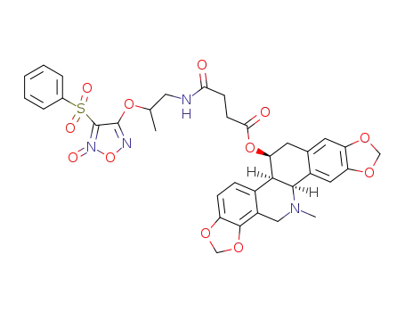 4-((1-(4-(((6S)-13-methyl-5b,6,7,12b,13,14-hexahydro[1,3]dioxolo[4’,5’:4,5]benzo[1,2-c][1,3]dioxolo[4,5-i]phenanthridin-6-yl)oxy)-4-oxobutanamido)propan-2-yl)oxy)-3-(phenylsulfonyl)-1,2,5-oxadiazole 2-oxide