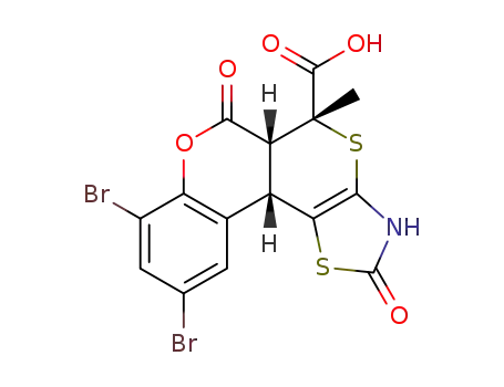 rel-(5R,5aR,11bS)-8,10-dibromo-5-methyl-2,6-dioxo-3,5a,6,11b-tetrahydro-2H,5H-chromeno[4',3':4,5] thiopyrano[2,3-d][1,3]thiazole-5-carboxylic acid
