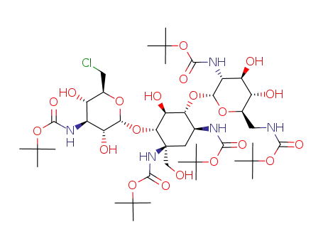 1-C-(hydroxymethyl)-6''-deoxy-6''-chloro-1,3,2',6',3''-pentakis-N-(tert-butoxycarbonyl)kanamycin B