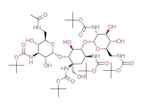 1-C-(hydroxymethyl)-6''-deoxy-6''-acetamido-1,3,2',6',3''-pentakis-N-(tert-butoxycarbonyl)kanamycin B