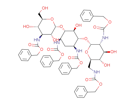 N,N'-bis-benzyloxycarbonyl-O4-(3-benzyloxycarbonylamino-α-D-3-deoxy-glucopyranosyl)-O6-(2,6-bis-benzyloxycarbonylamino-α-D-2,6-dideoxy-glucopyranosyl)-1L-2-deoxy-streptamine