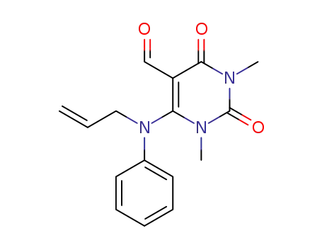 Molecular Structure of 114143-07-6 (5-Pyrimidinecarboxaldehyde,
1,2,3,4-tetrahydro-1,3-dimethyl-2,4-dioxo-6-(phenyl-2-propenylamino)-)