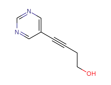 Molecular Structure of 88940-56-1 (3-Butyn-1-ol, 4-(5-pyrimidinyl)- (9CI))