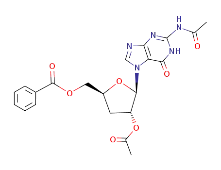 Benzoic acid (2S,4R,5R)-4-acetoxy-5-(2-acetylamino-6-oxo-1,6-dihydro-purin-7-yl)-tetrahydro-furan-2-ylmethyl ester