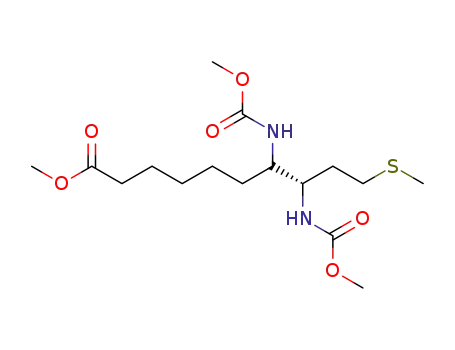 Molecular Structure of 681848-51-1 (Decanoic acid, 7,8-bis[(methoxycarbonyl)amino]-10-(methylthio)-,
methyl ester, (8S)-)