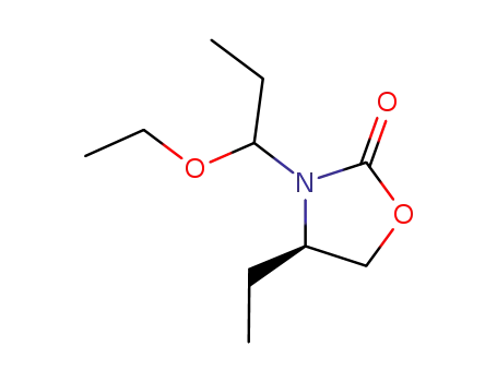 Molecular Structure of 925427-50-5 (2-Oxazolidinone, 3-(1-ethoxypropyl)-4-ethyl-, (4R)-)